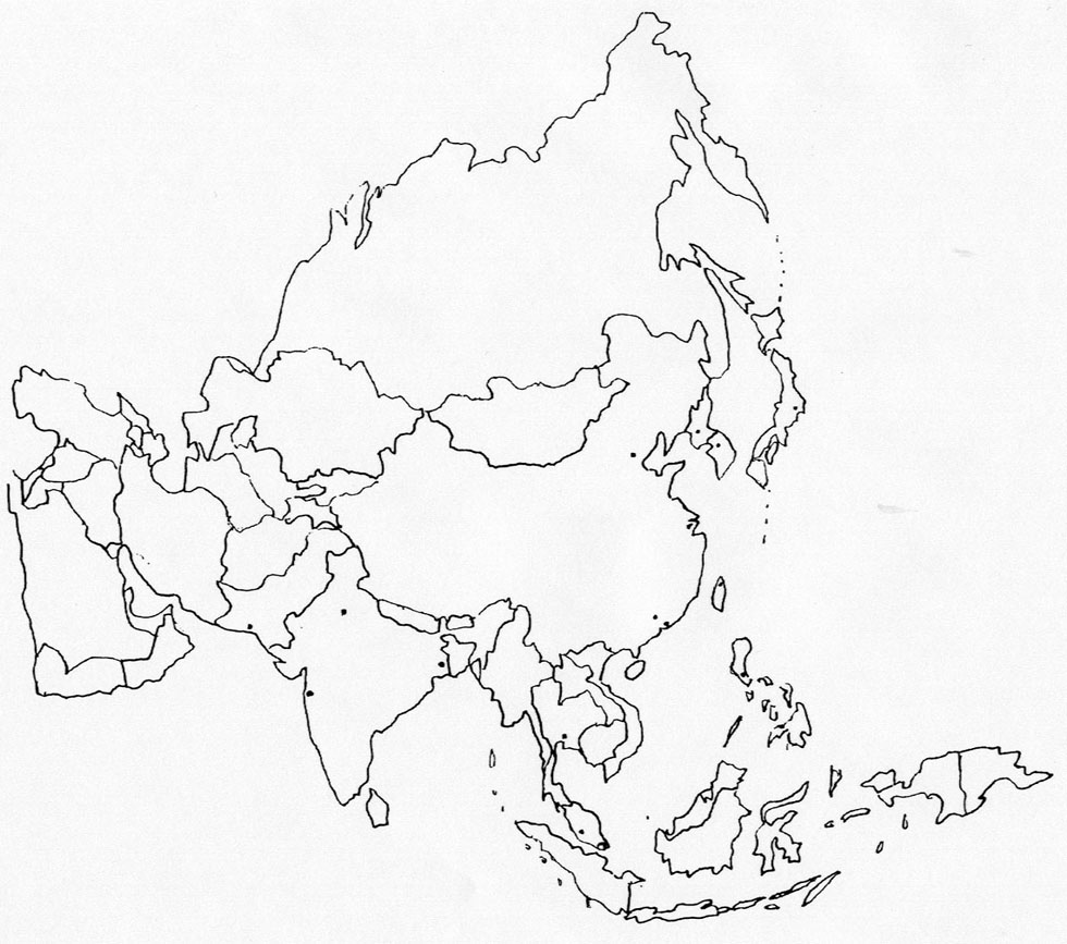 Printable Blank Asia Map